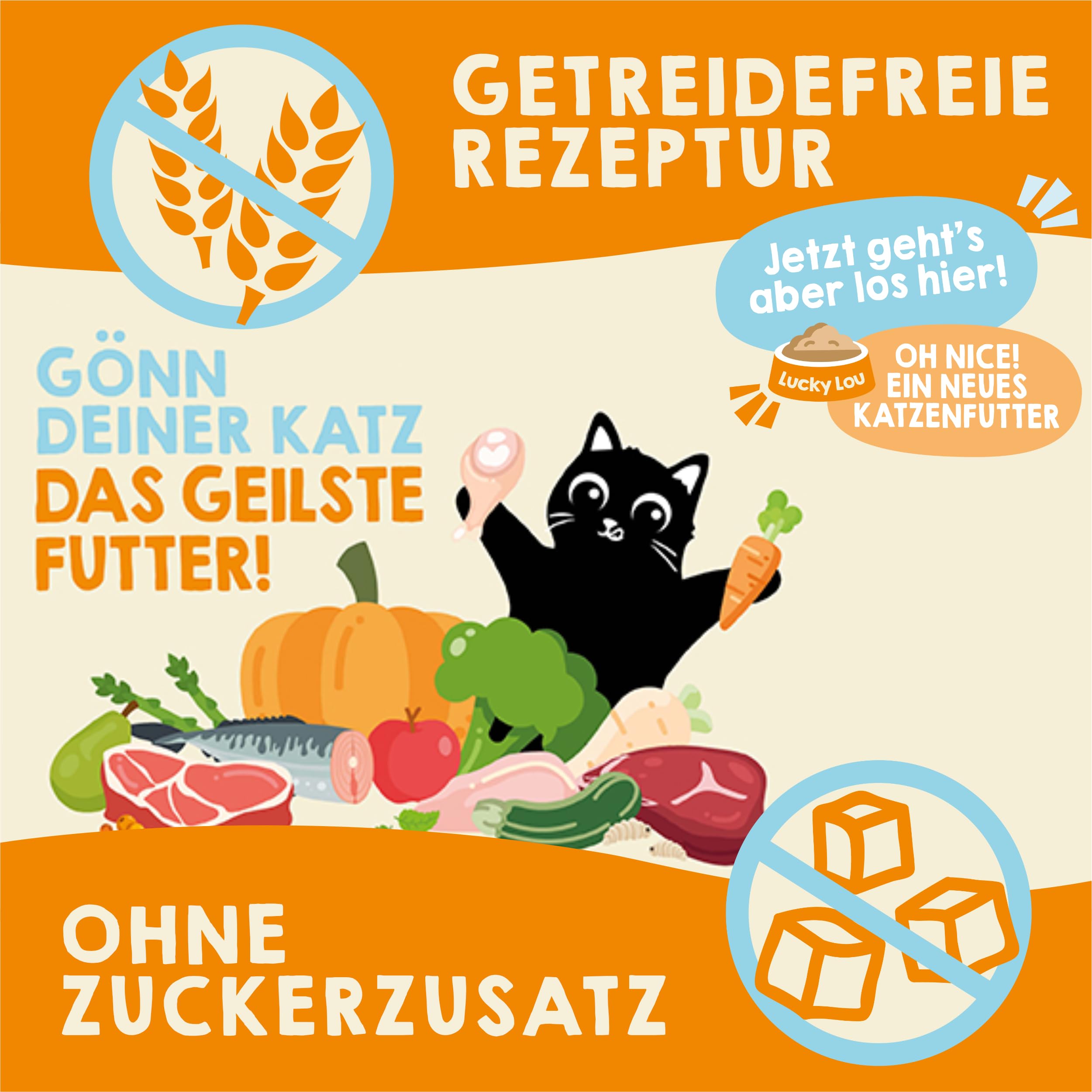Lucky Lou Kitten Trockenfutter für Junge Katzen - 6 x 750g Geflügel & Huhn - Food Code Katzenfutter trocken für sterilisierte Katzen, ohne Getreide & Zucker