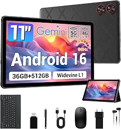 LORDWIT Android 16 Tablet 11 Zoll, 36GB RAM 512GB ROM/1TB TF, Dual SIM 4G LTE + 5G WiFi, 90Hz HD IPS Display, Octa Core, Widevine L1,WLAN, GPS, Tablets mit Tastatur/Hülle/Kopfhörer/Maus/Touch-Stift
