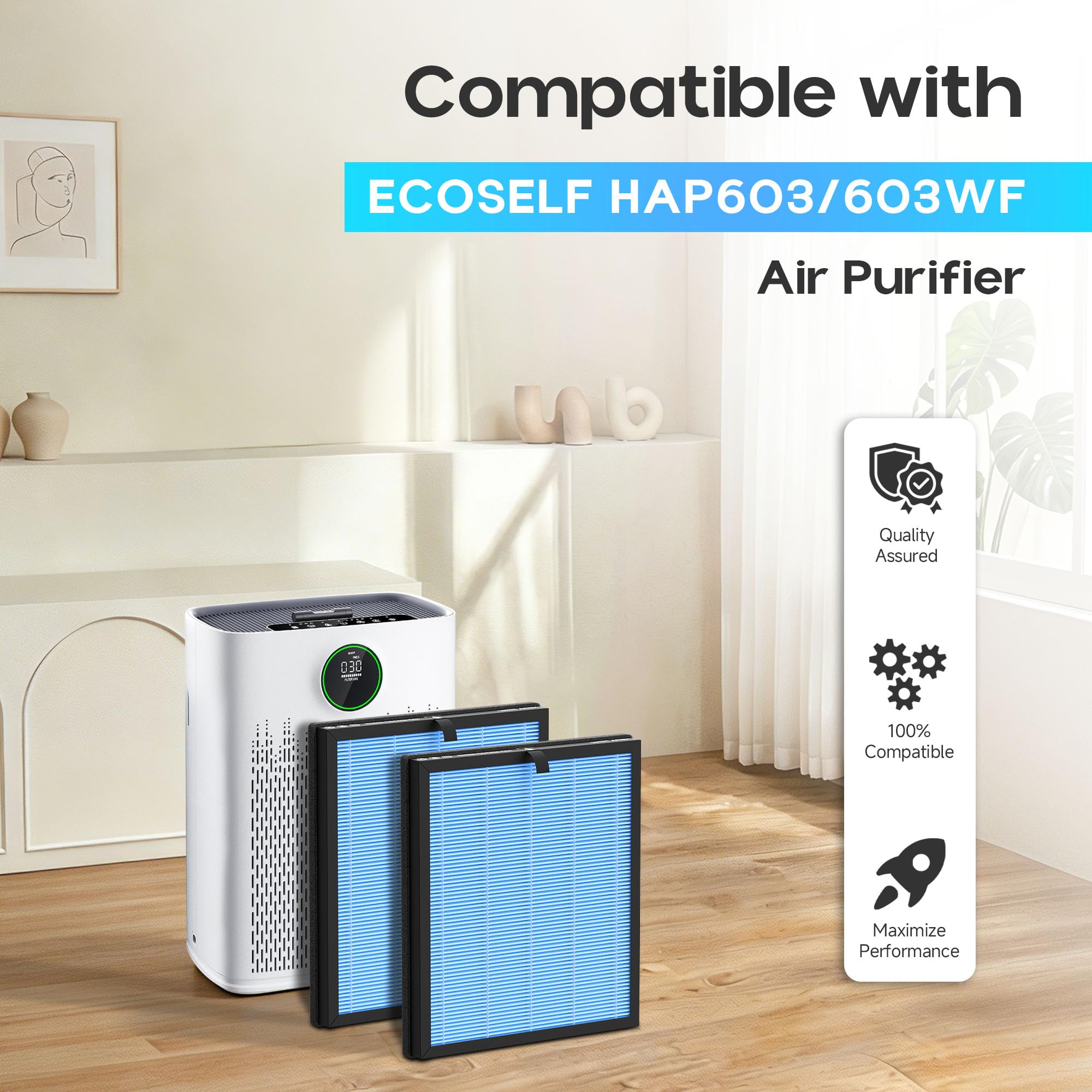 Filtro de repuesto HAP603 para purificador de aire ECOSELF HAP603/HAP603WF