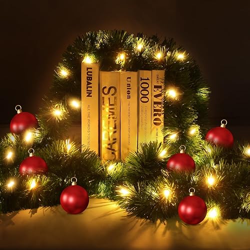 Miniatura 7 de Decoraciones de Navidad, guirnalda de oropel de Navidad verde de 16 pies, guirnalda de oropel de fiesta para árbol de Navidad, barandilla de