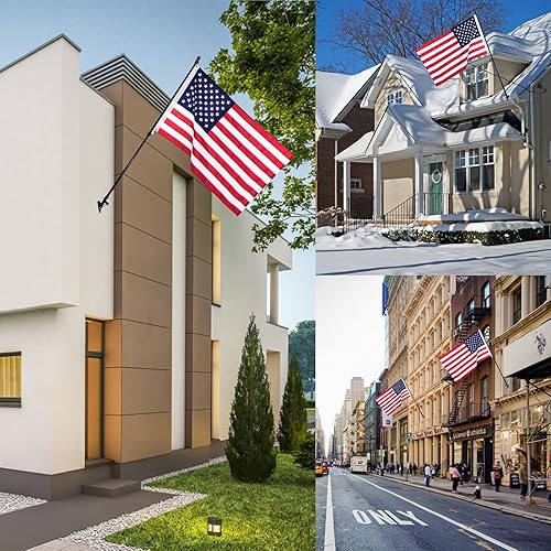 Miniatura 6 de Quarut Kit de asta de bandera de casa, incluye mástil de bandera de acero inoxidable de 6 pies, nailon resistente de 3 x 5 pies, anillos y soporte