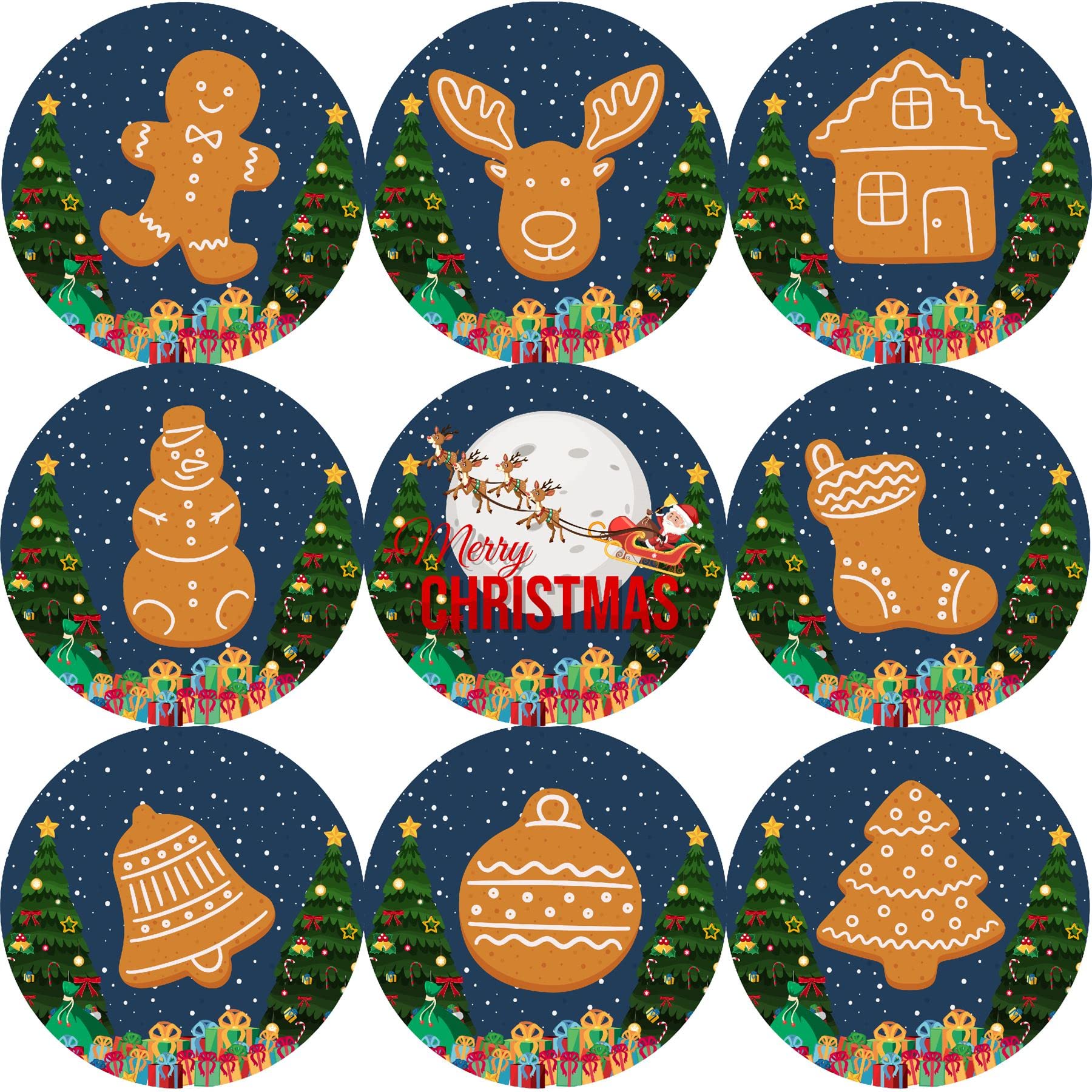 144 Gingerbread Christmas themed 30mm Xmas Reward Stickers