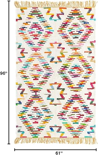 Miniatura 2 de Unique Loom Chindi Trellis Collection - Alfombra azteca (5 pies 1 pulgada x 8 pies, rectangular, multicolor  azul)