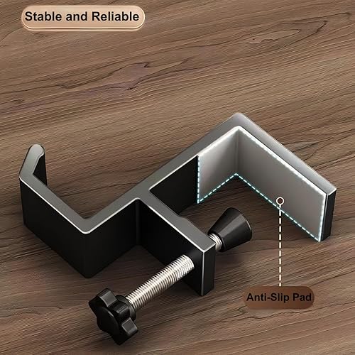 Miniatura 6 de JAKO - Soporte para auriculares - Soporte para auriculares de aleación de aluminio, soporte para auriculares debajo del escritorio para mesa de