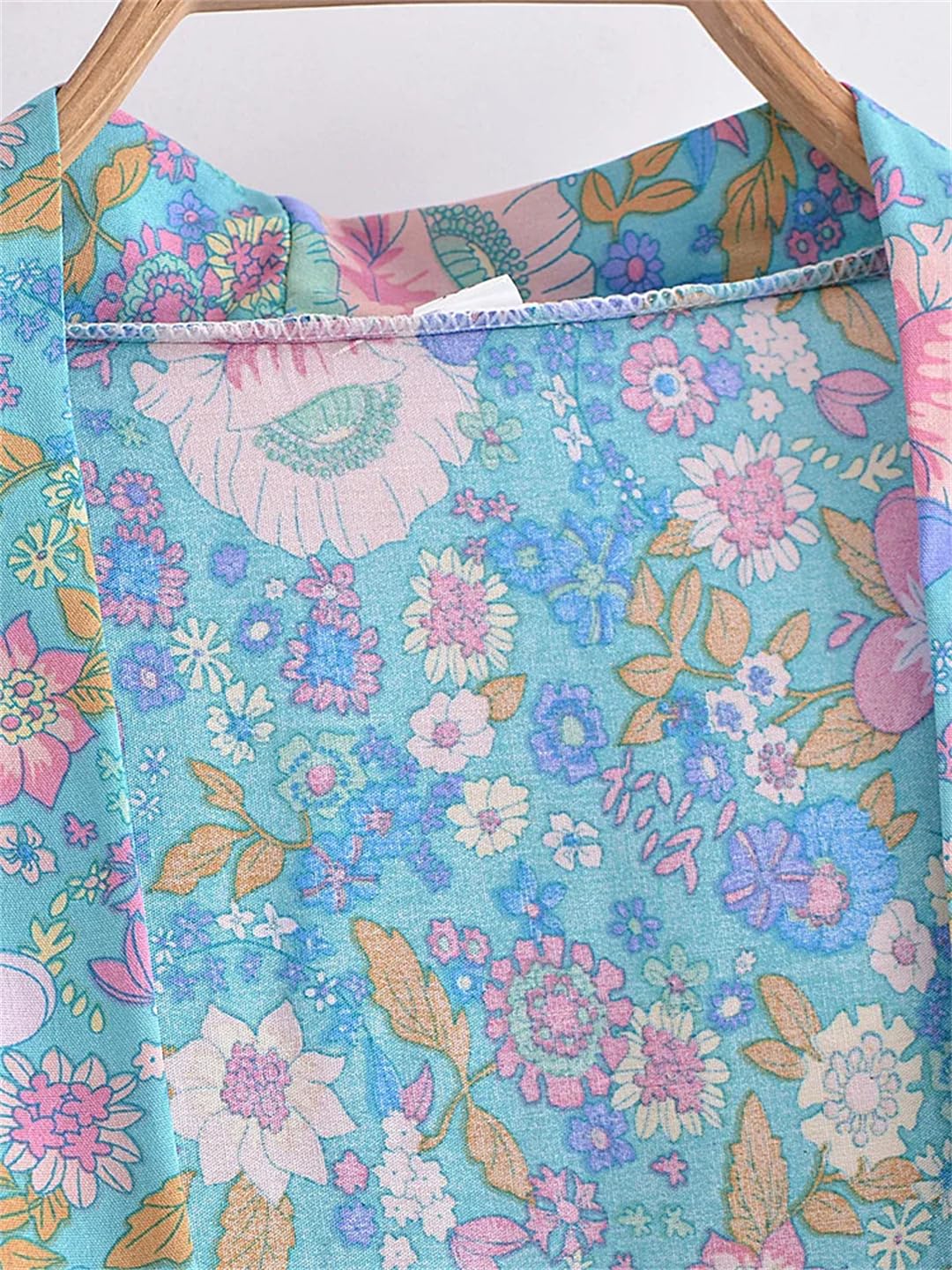 Disimlarl Kimono da donna in stile bohémien, con scollo a V, maniche a pipistrello, con stampa floreale