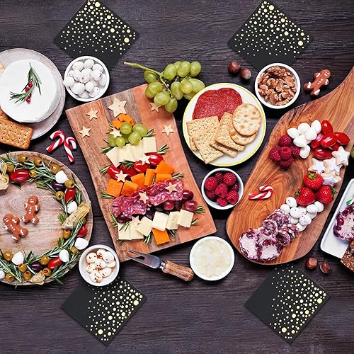 Miniatura 6 de Elegantes servilletas negras y doradas, servilletas desechables de 5 x 5 pulgadas, servilletas de cóctel negras y doradas, 100 servilletas doradas y