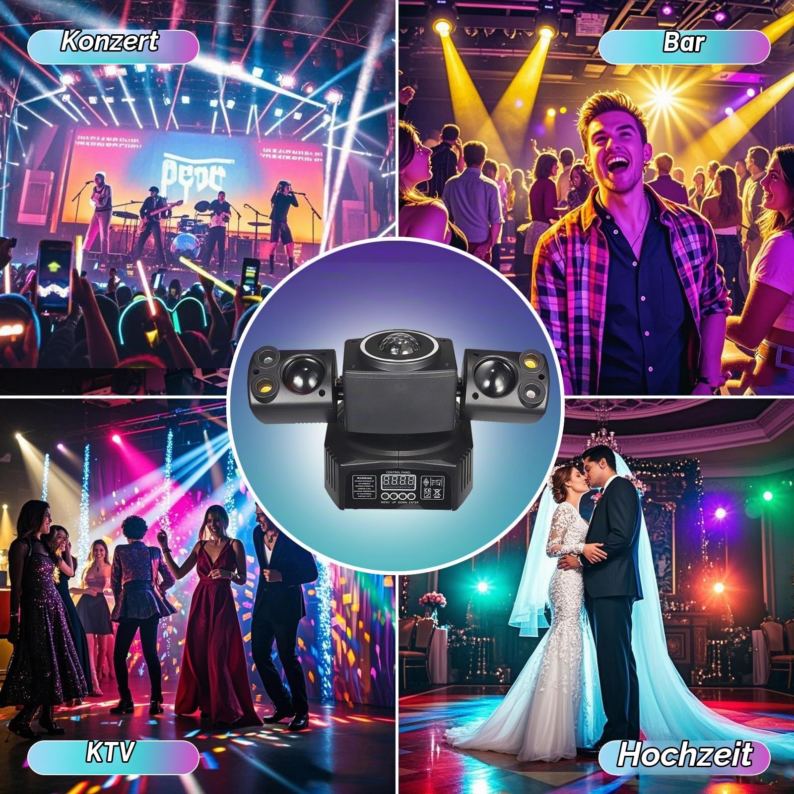 Moving Head Discolicht Partylicht, DMX 512 Effektstrahler,TJGB03 LED RGB Licht DJ Projektor Musikgesteuert DJ Disco Lichter, Für KTV Bar Familientreffen Hochzeit Geburtstag Halloween