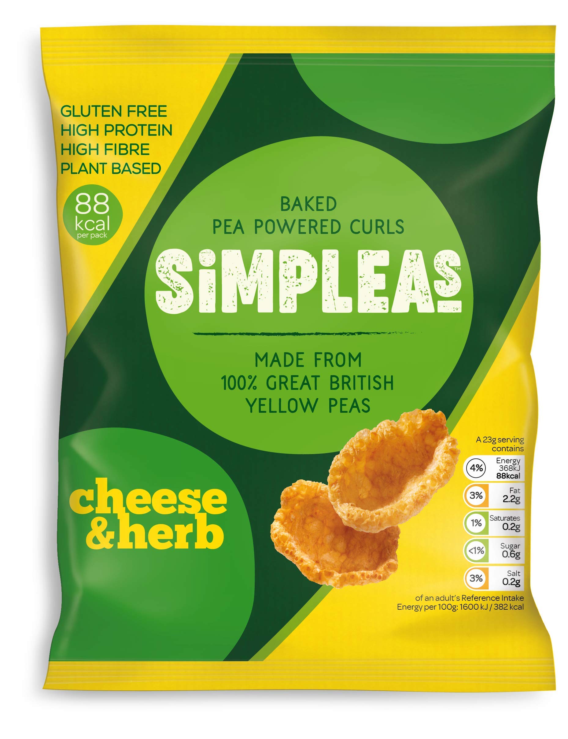 Simpleas Pea Curl - Cheese & Herb 23 g Bags, (Pack of 24)