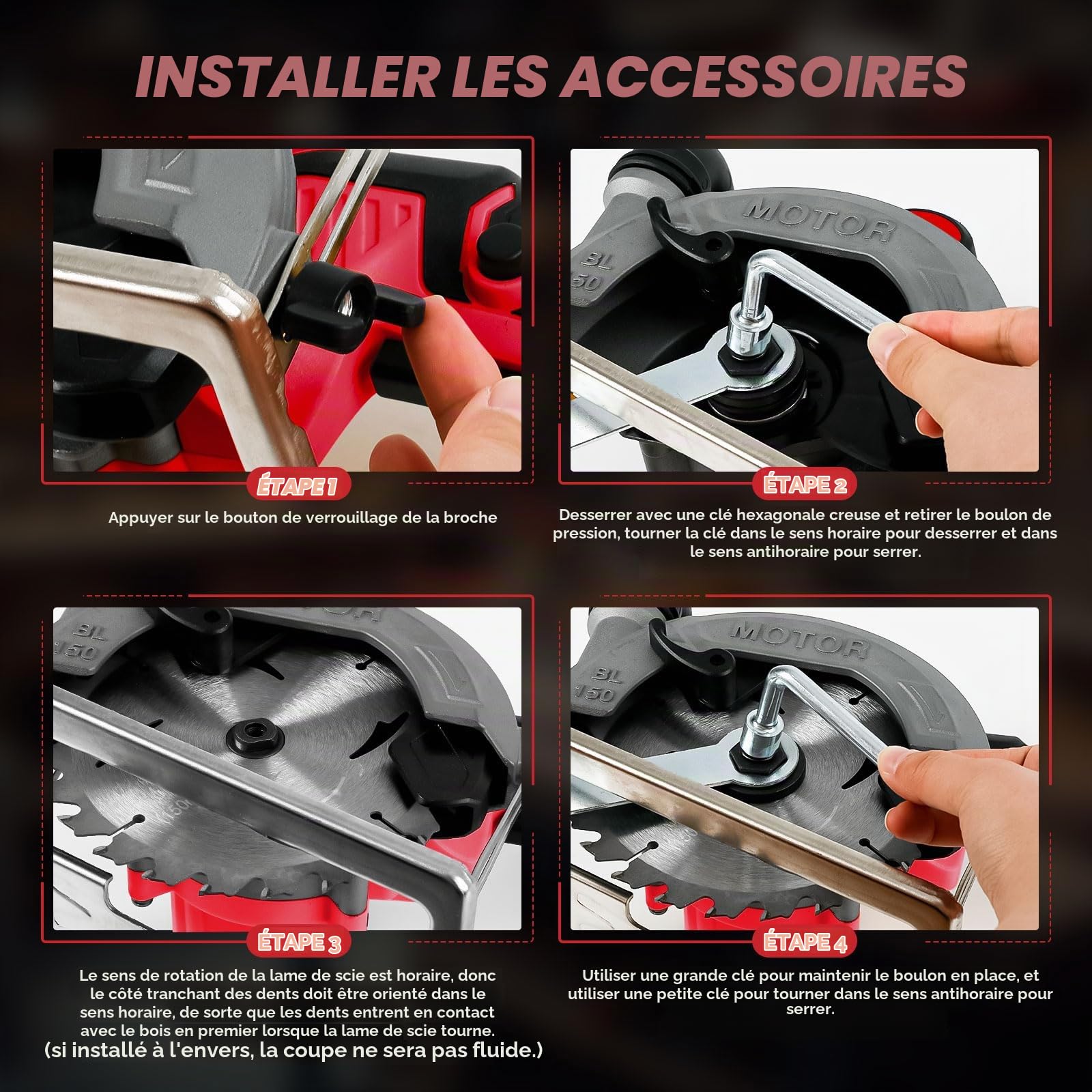 Scie circulaire sans fil de 15,2 cm compatible avec batterie Milwaukee 18 V (sans batterie), scie circulaire sans balais 6200 tr/min avec 2 lames de scie à 24 dents, profondeur de coupe maximale de