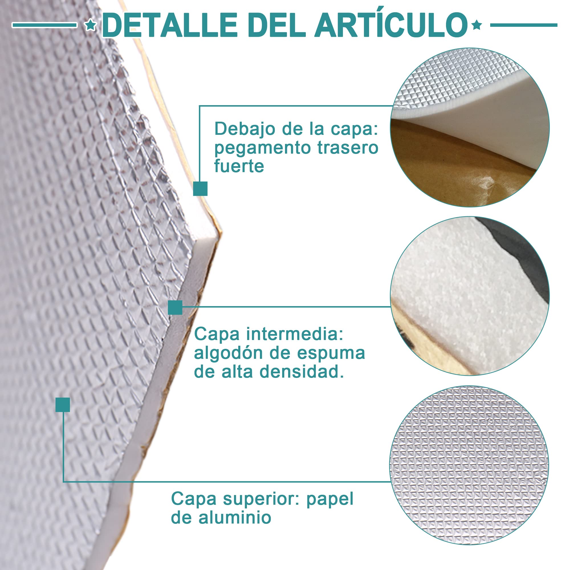 QUARKZMAN 0.6㎡ 6mm Auto Tappetino Isolamento Acustico Alluminio Fonoassorbente Autoadesivo per Cofano Motore Insonorizzante 100cmx60cmx6mm