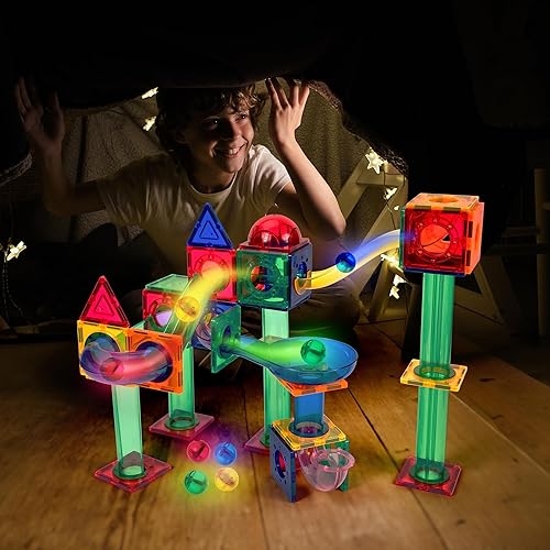 Miniatura 10 de PicassoTiles Paquete de expansión de 15 piezas de mármol magnético para bloques de construcción de azulejos magnéticos, kit de juguetes de