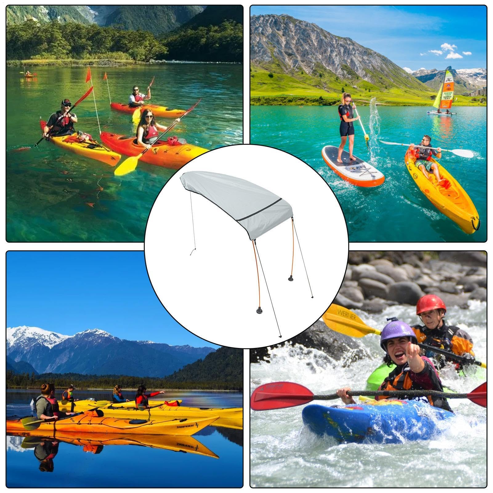 Generico Tendalino Parasole Per Kayak, Parasole Per Barca | Baldacchino Per Gommone Per Kayak - Ombrellone Da Spiaggia, Kit Hardware Base Per Montaggio Su Tettoia Per Kayak Per La Pesca All'aperto