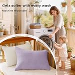 EXQ Home Muslin Toddler Pillowcases for 13x18 Pillow, Small Pillow Case Fits Baby Pillow Sized 12x16, 13x18, 100% Cotton Travel Pillow Cover 2 Pack for Baby with Envelope Closure (Beige,Light Purple)