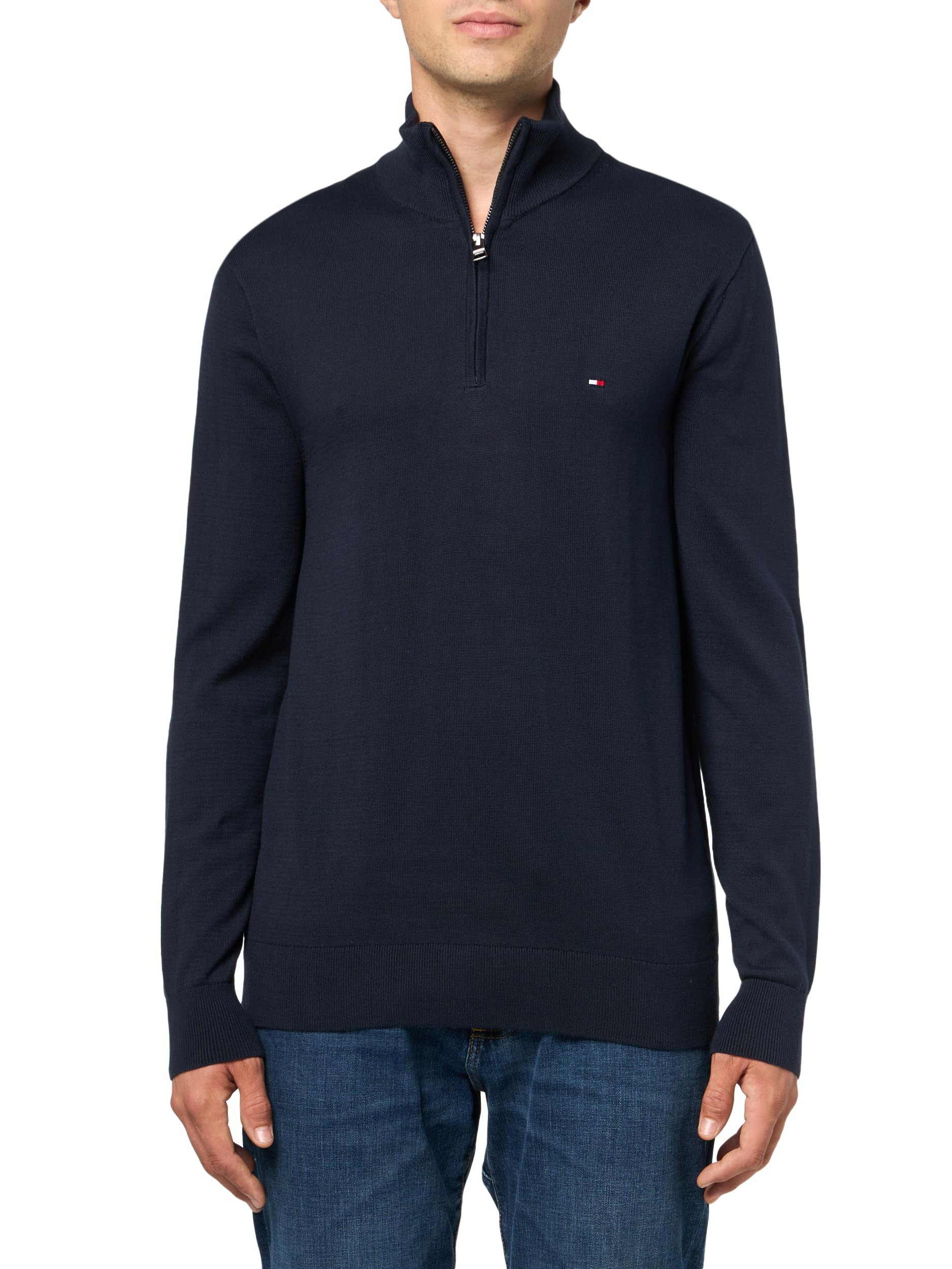 Tommy Hilfiger Men's Lightweight Pullover Quarter Zip Sweater, Desert Sky, XXL