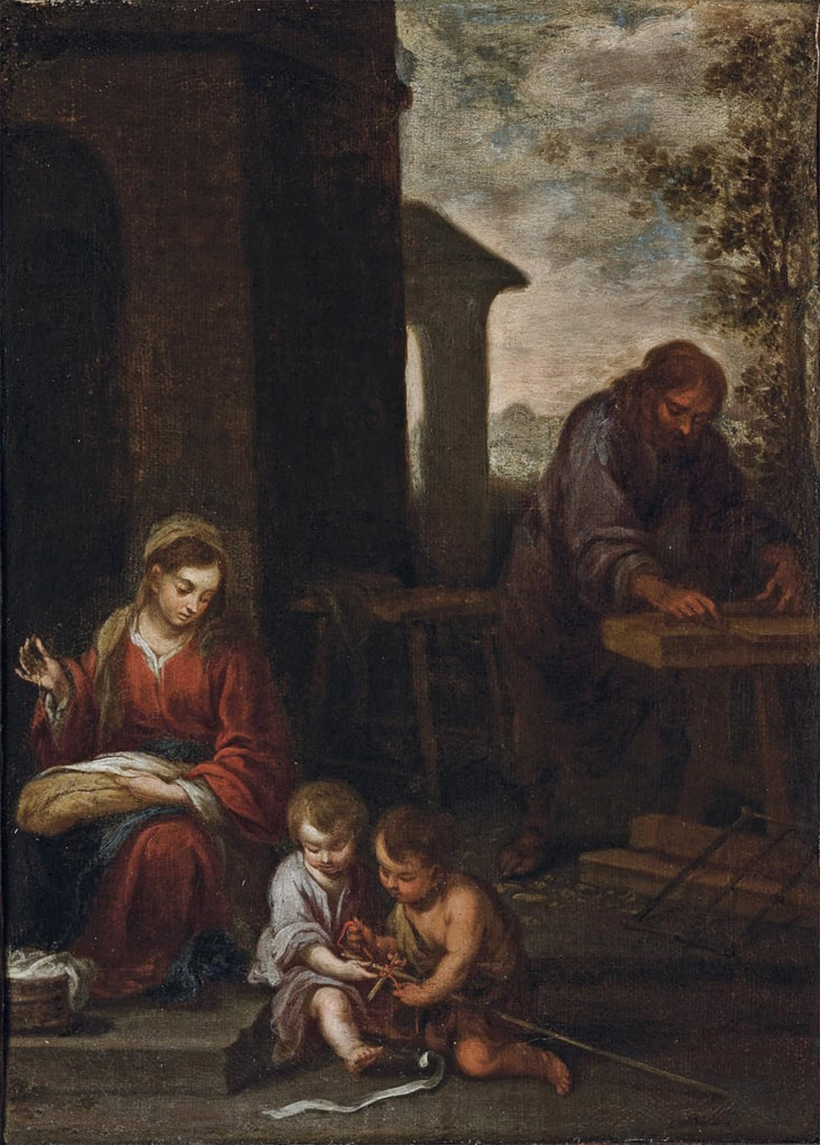 POSTERIIk Vintage Classic Picture Landscape Artwork the Holy Family with the Infant St John the Baptist by Bartolomé Esteban Murillo Portrait Canvas Painting for Office Home Decor 60x90cm