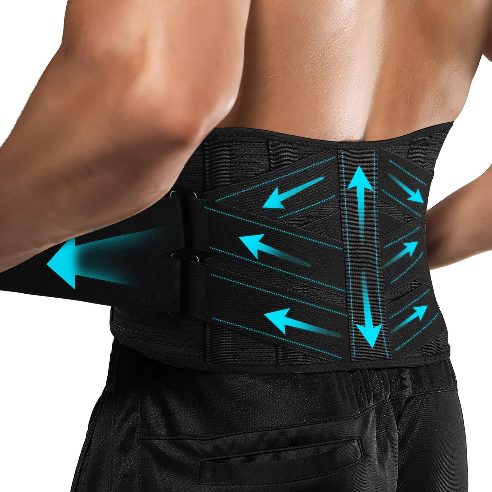 Lower Back Support Belt for Men Women,Back Braces for Lower Back Pain Relief,Lumbar Support Belt with Ergonomic,Adjustable and Breathable Back Brace Support for Work,M size (waist: 31.5''-41.3'')