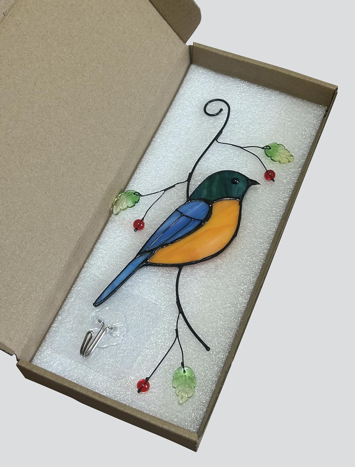 Gift Birds Stained Glass Suncatcher Stained Glass Window Hangings Indoor Ornament & Outdoor Decor (Bluebird) - Image 2