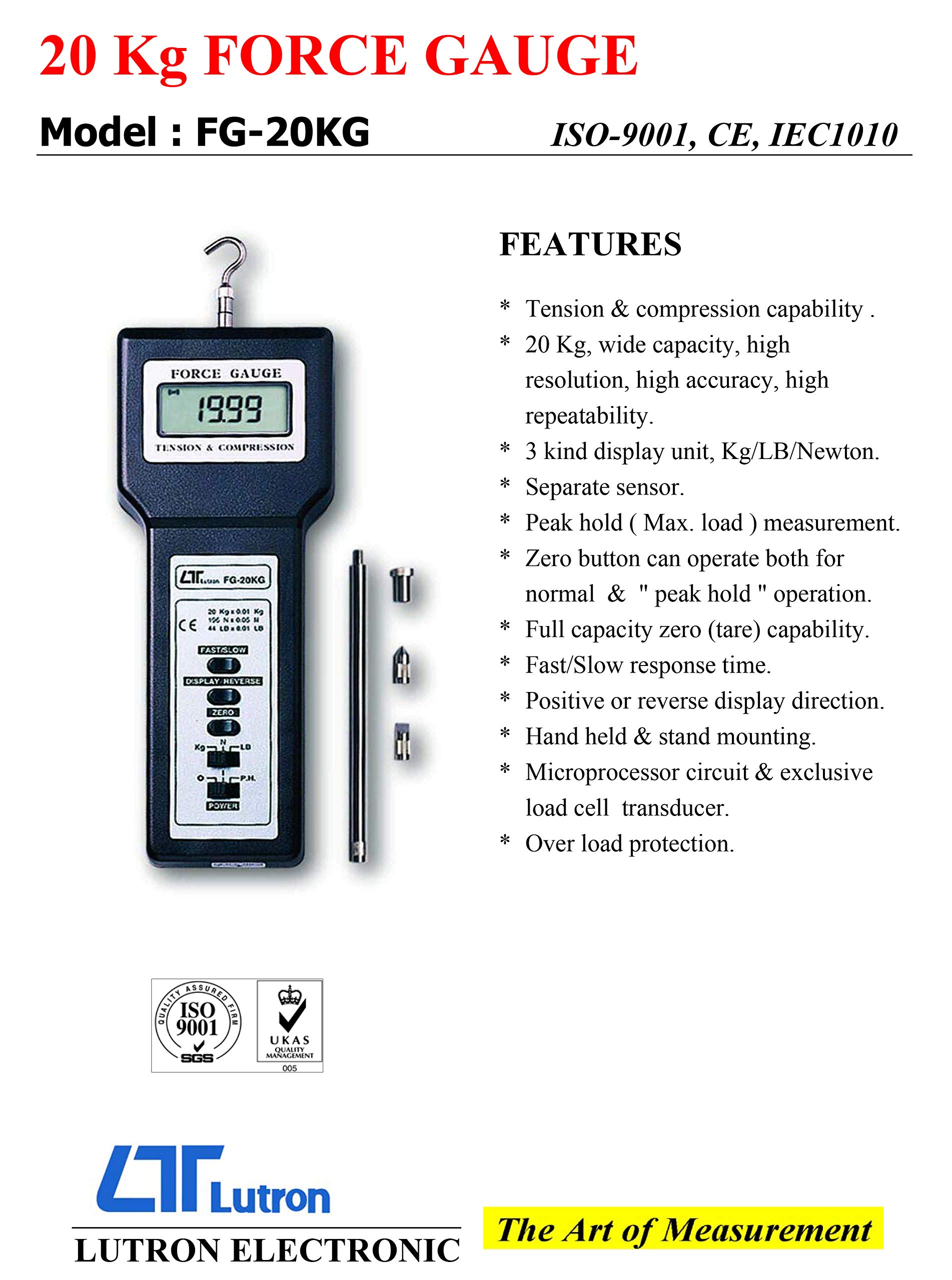 Digital Electronic Force Gauge for Tension & Compression Capability