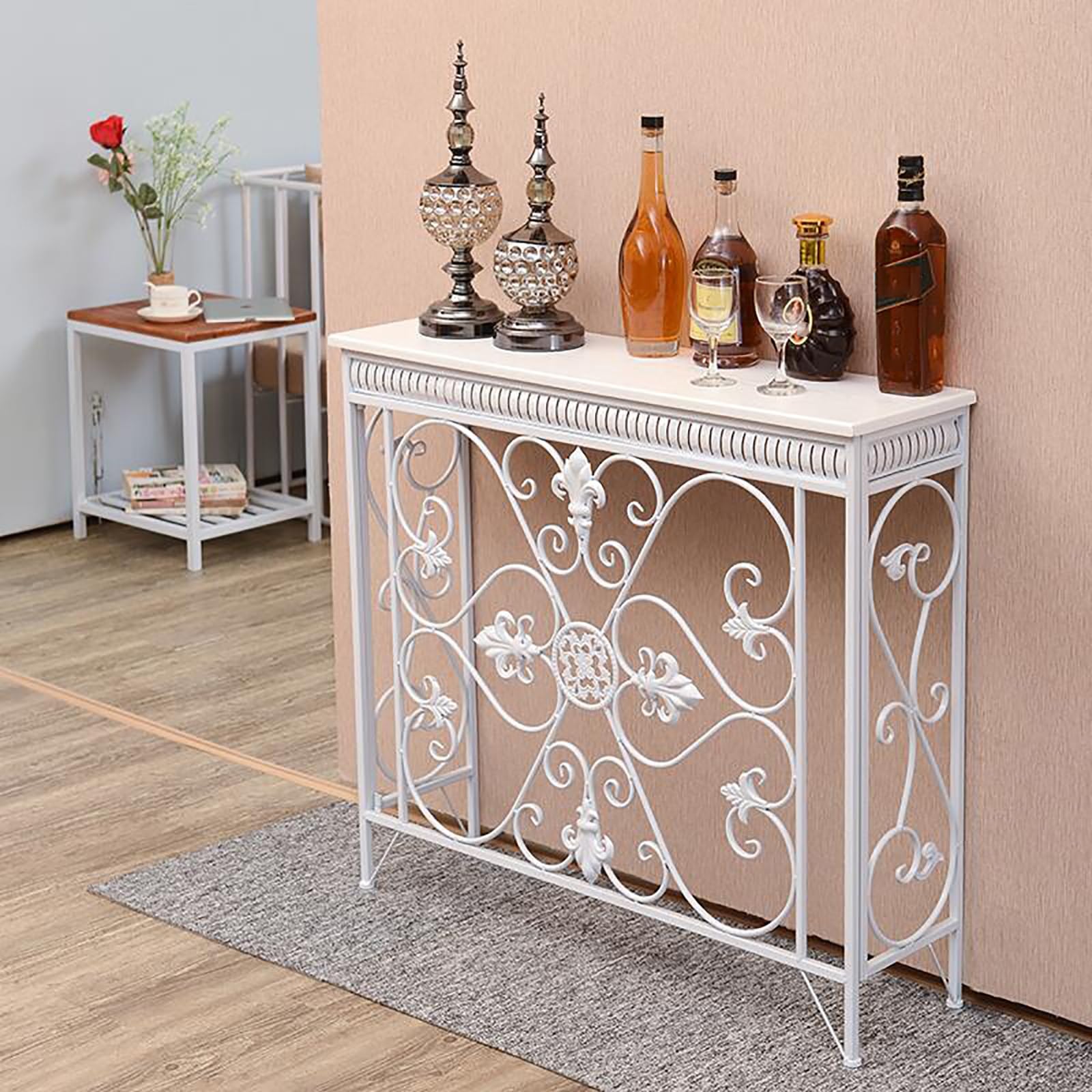 Moderna consolle e coperture per termosifoni, mensola per radiatore in ferro bianco con intaglio cavo, per soggiorno, camera da letto e ufficio, soluzione elegante (90 x 24 x 80 cm)