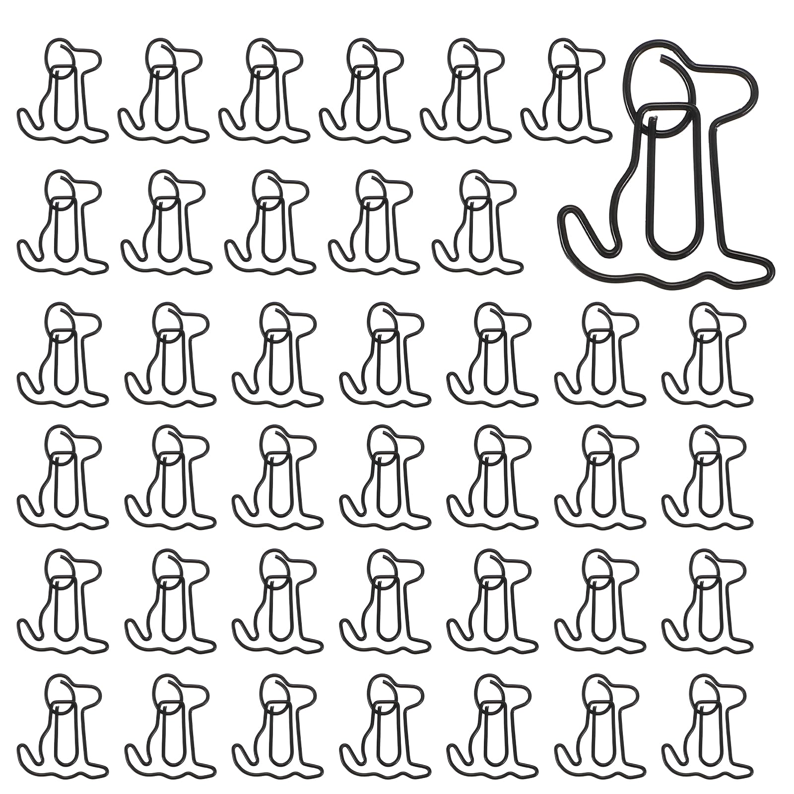 PATIKIL 40Pcs Paper Clip, Dog Shape Metal Paper Clip Rust-Proof Small Cute Lovely Decorative Bookmarks for Notebook Document Office Home Supplies, Black