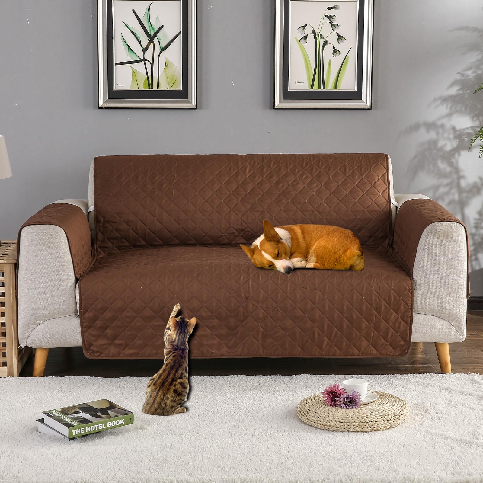 PETCUTE Sofa Cover 3 seater Quilted Sofa Slipcovers Anti Slip Sofa Protector Mordern couch recliner covers