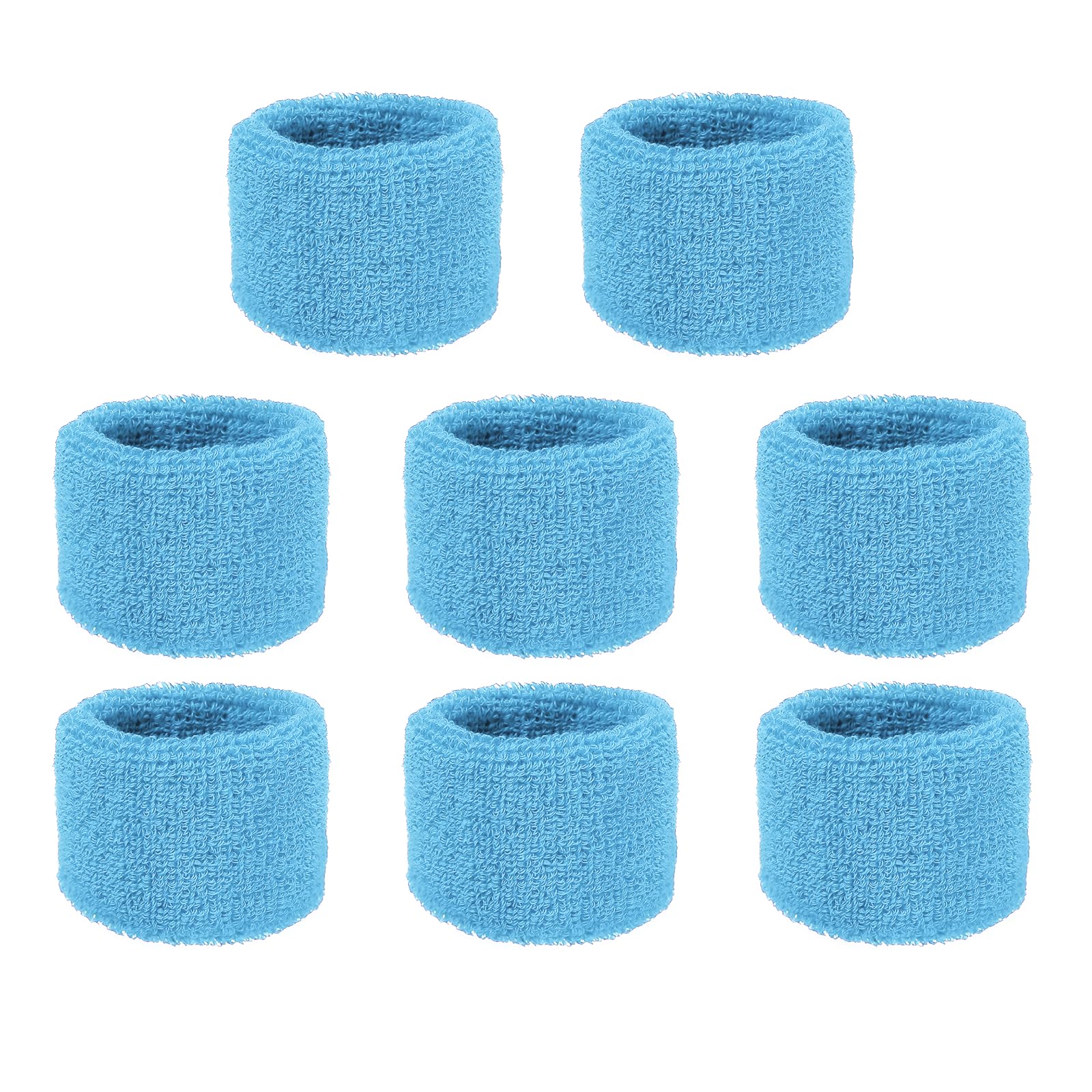 YELARXI Wrist Bands for Sweat, Sports Wrist Sweat Bands, Sports Wristband Sweatbands Breathable Absorbent Tennis Wristbands 8 Pcs & Sky Blue -Fitting for Basketball/Football/Gym