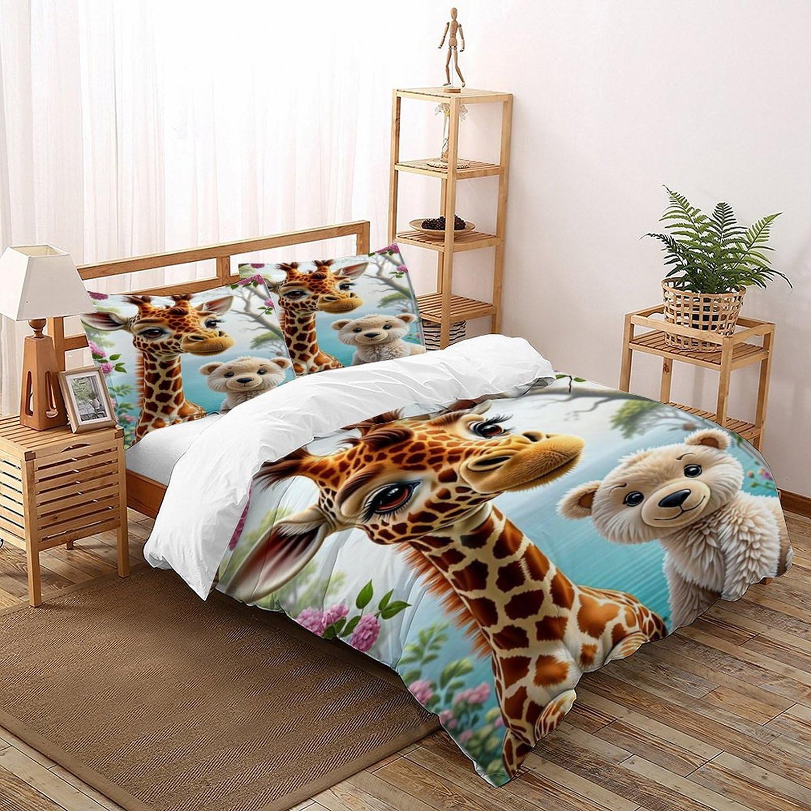 Housse de couette girafe ours sauvage lit Super King 260x220cm