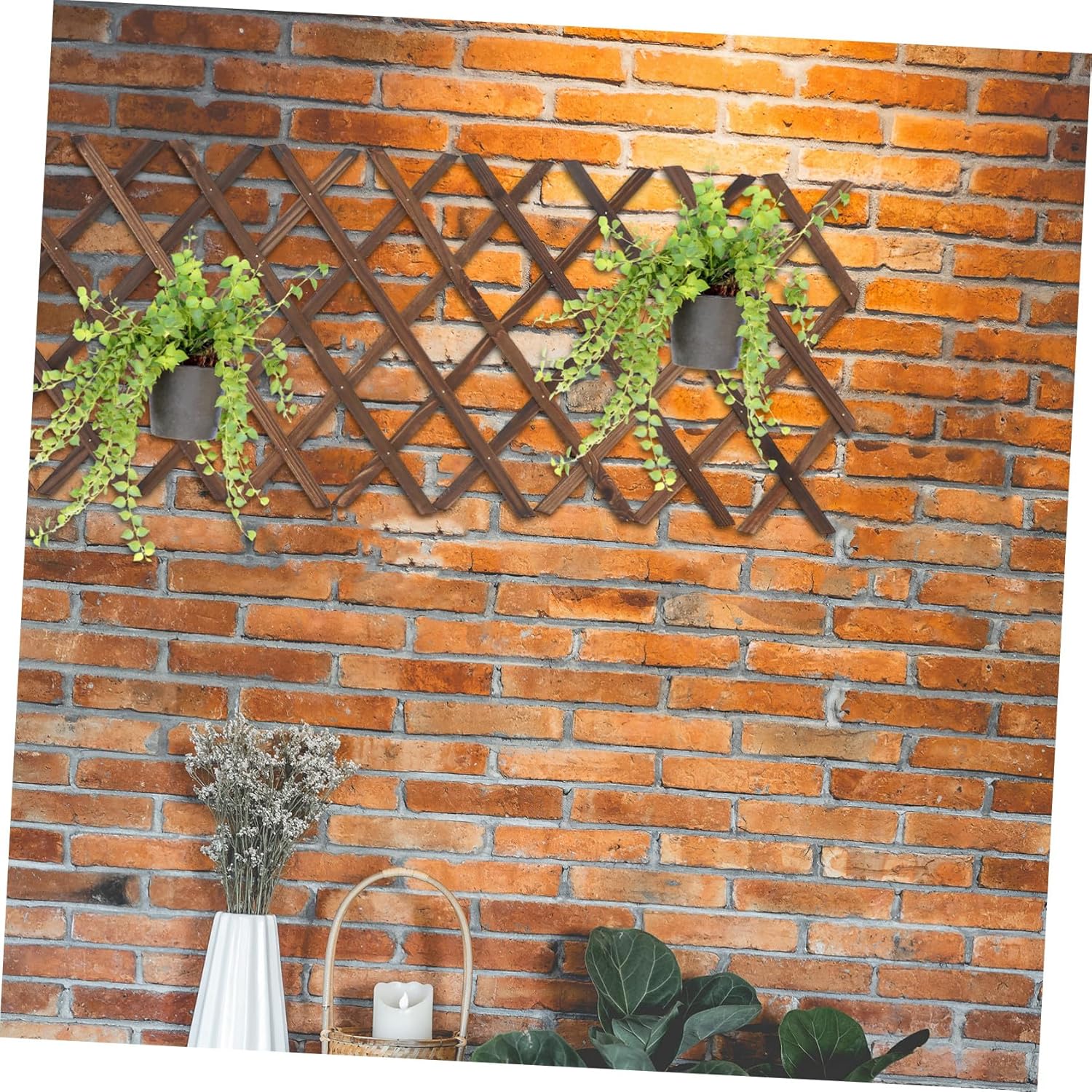 Expandable Wooden Garden Trellis Natural Cedar Outdoor Decor for Porch Climbing Plants Support Privacy Fence Panel Patio Balcony Screen