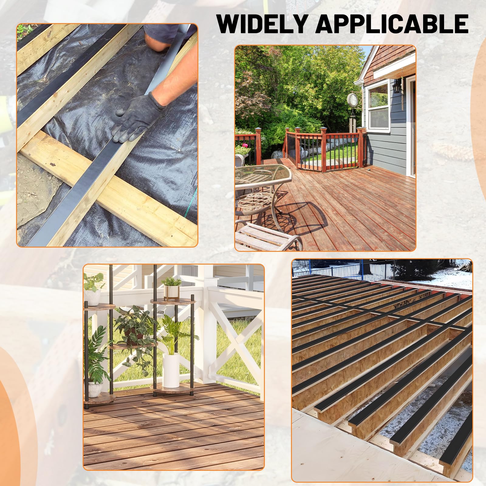DBREAKS Cinta de protección de madera para cubierta, Cinta butílica para viguetas de exterior, Cinta de reparación de butilo, impermeable y resistente a la corrosión(10 cm x 15 m)