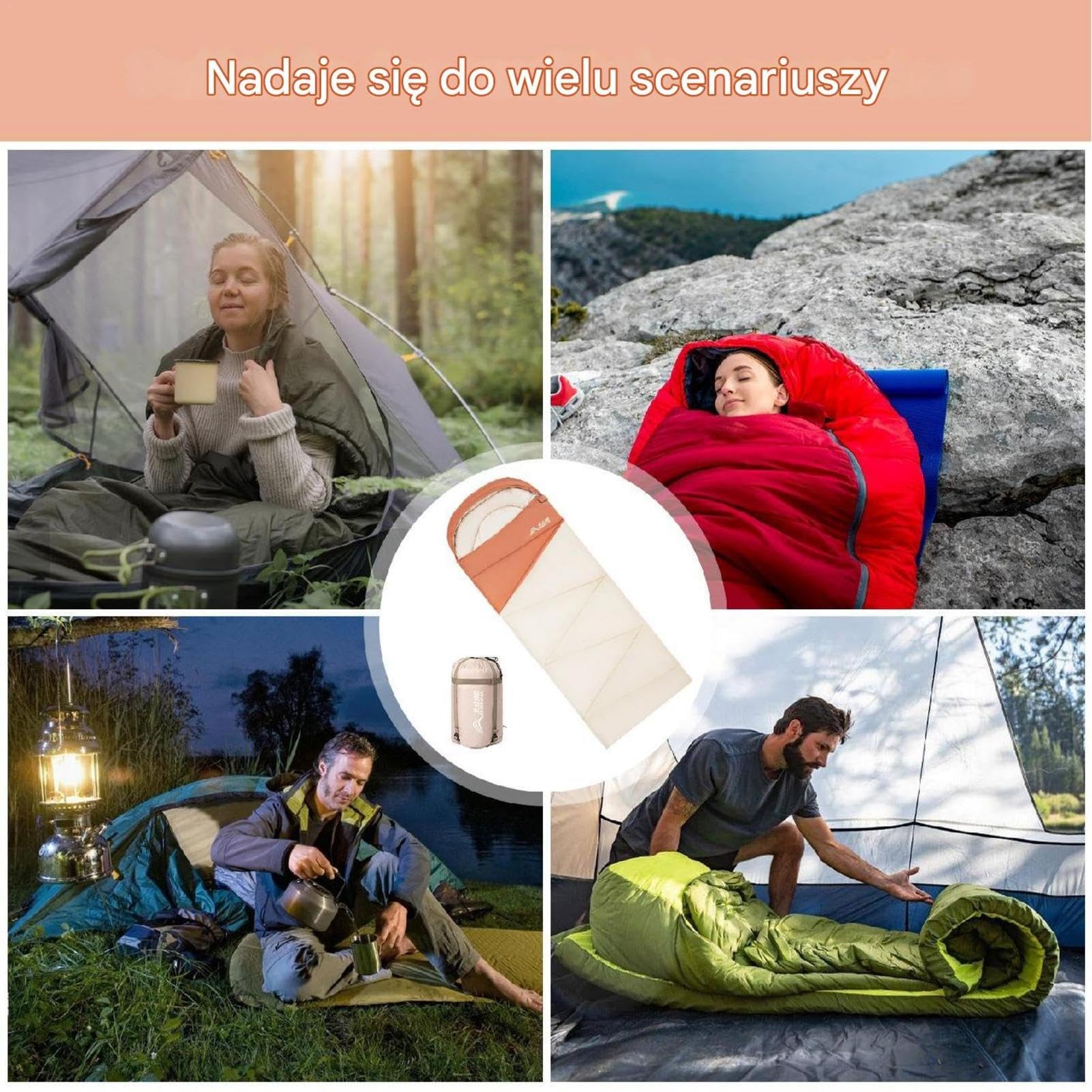 Śpiwór z plecakiem, śpiwór z plecakiem Podróżne akcesoria kempingowe | Wędrówka Śpiwór Wygodny sprzęt podróżny z plecakiem na kemping, piesze wycieczki, zajęcia na świeżym powietrz