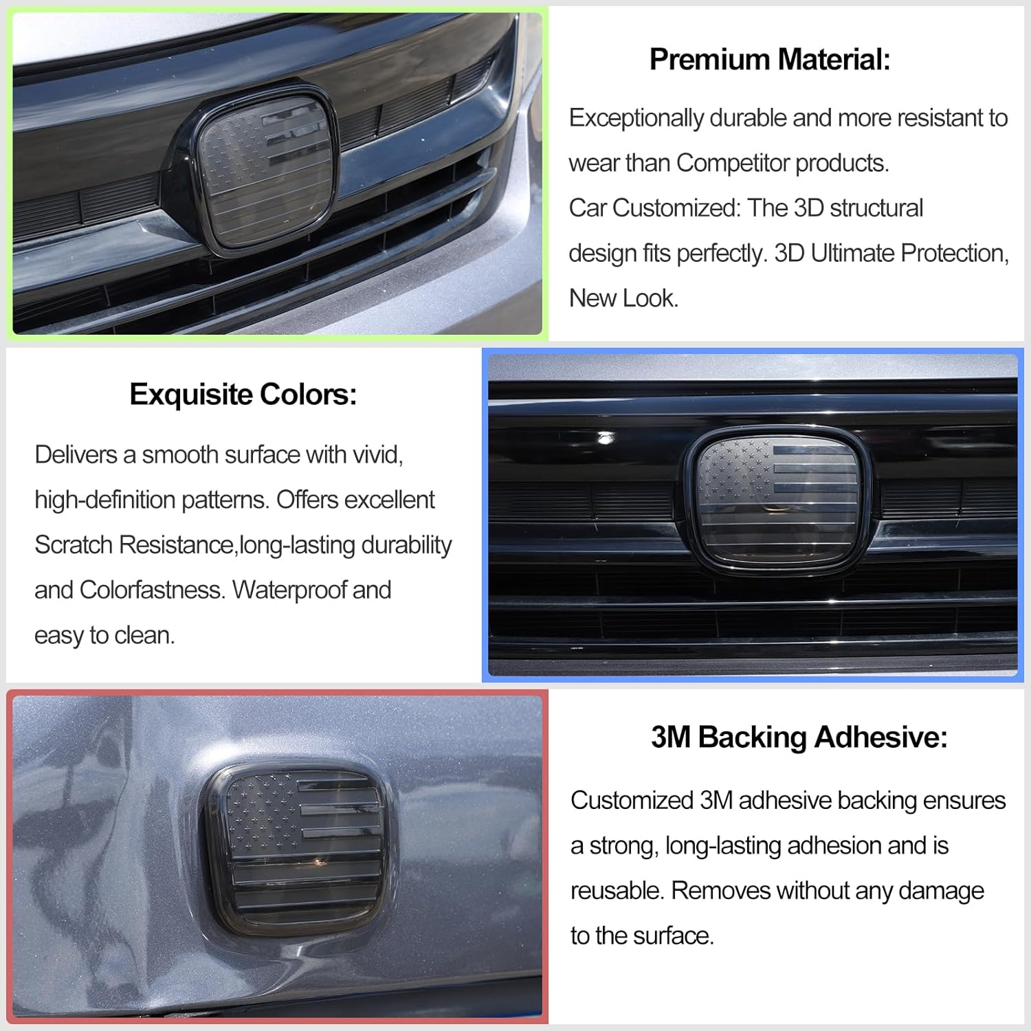 Front Grille Rear Tailgate Emblem Cover Compatible with Honda Pilot 2019-2022/ Passport 2019-2025, Smoked Front Rear Emblem Badge Logo Cover Trim Sticker Decal Protector Accessories, ABS (Grey1)