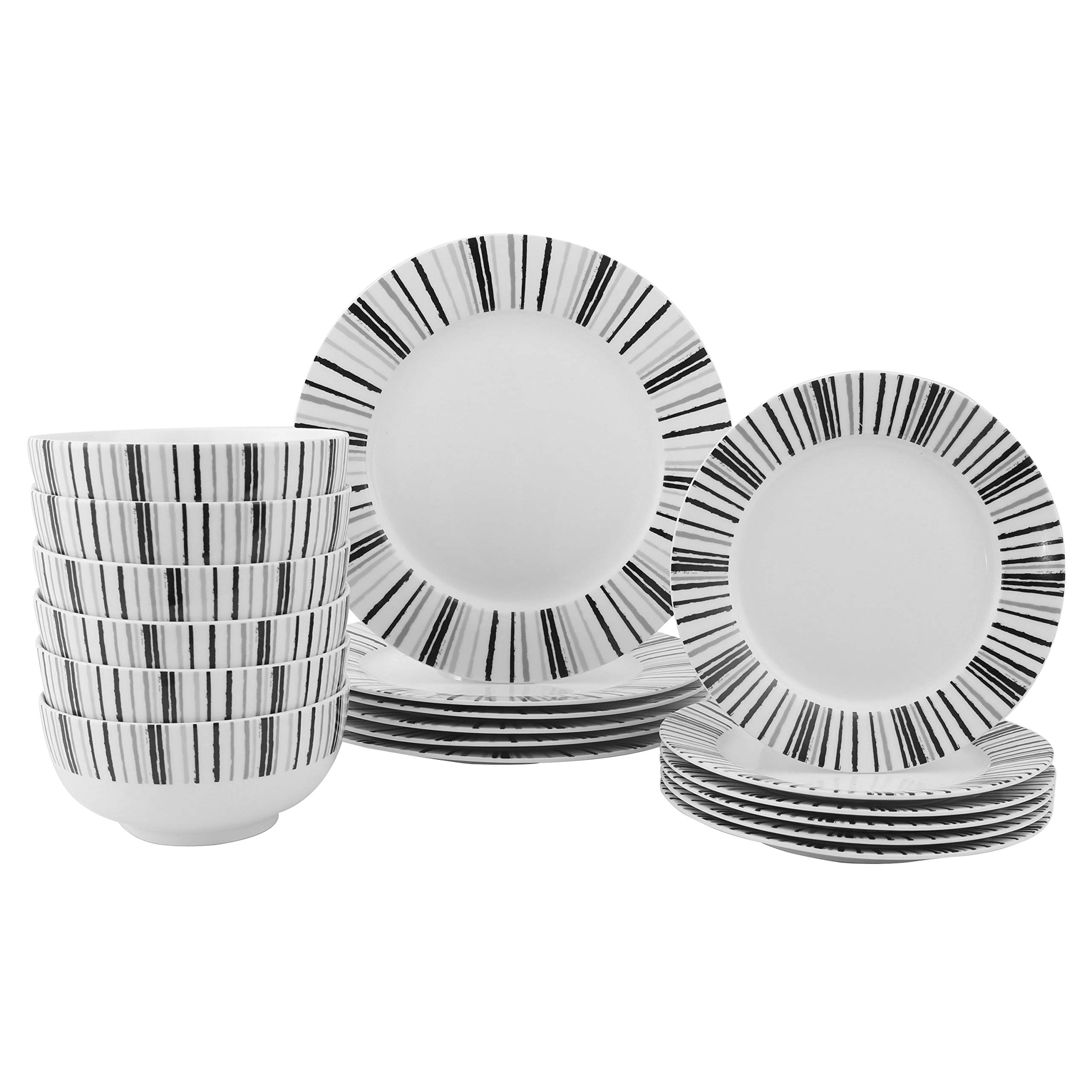 Buy FIGULARK Dinnerware Sets for 6, Ceramics Plates 18Piece, Black and