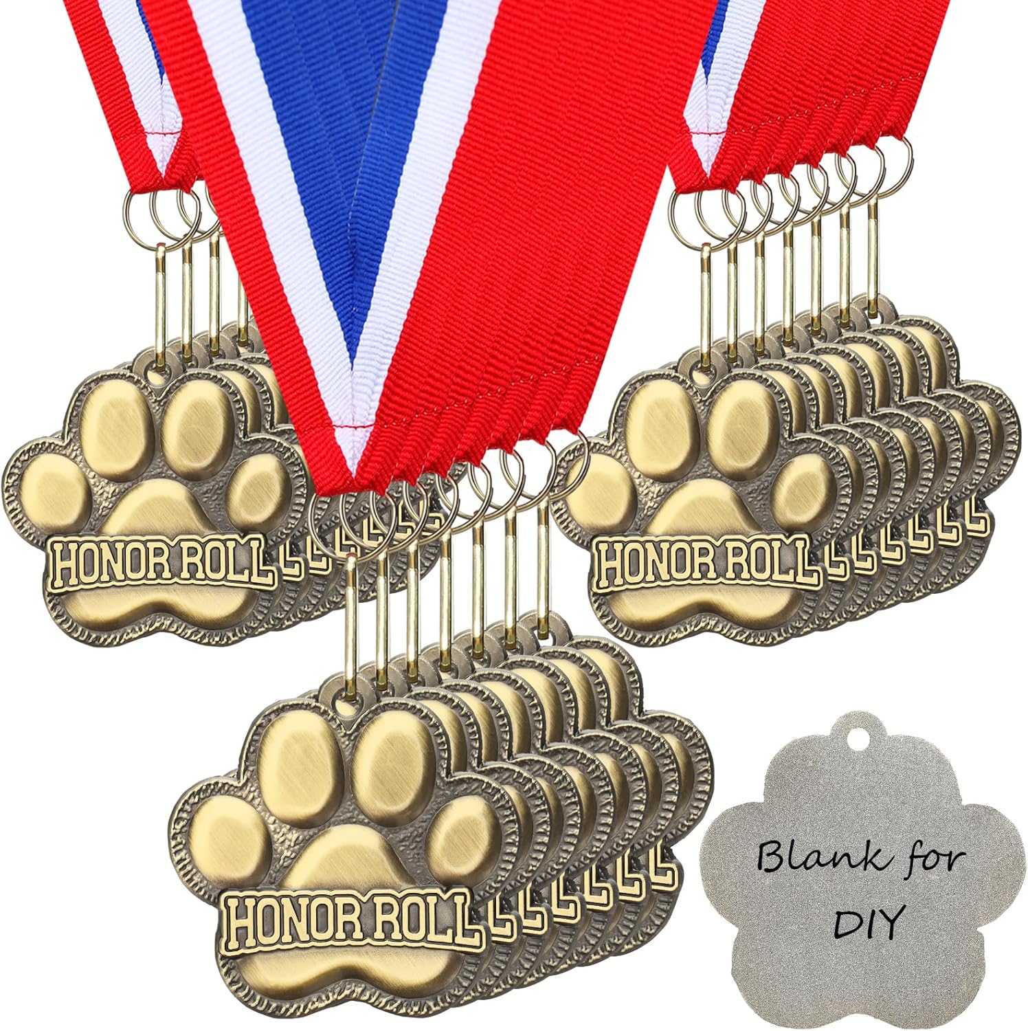 20 Pcs 2'' Paw Awards Medals, Principal Gold Medals Bulk for Kids Adults Winner Team Participation Metal Trophy Tournaments Competitions Award Prize Gift