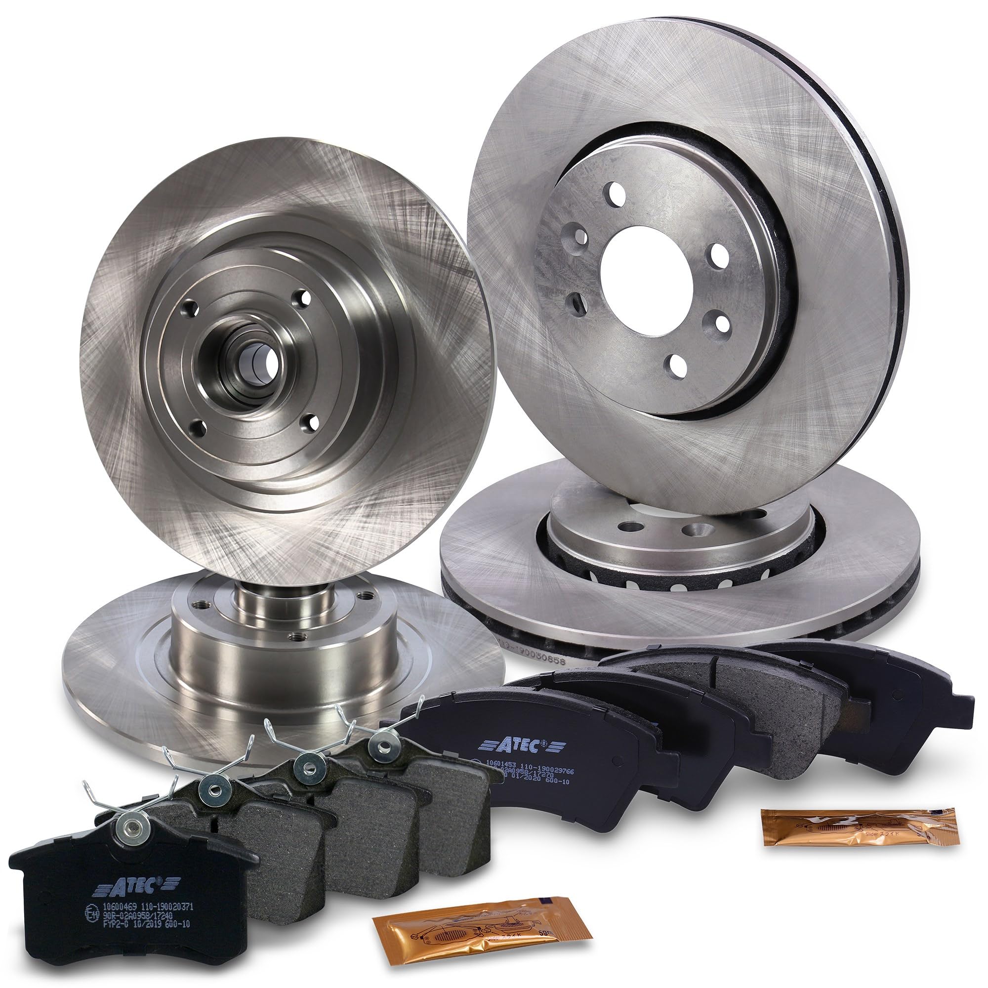 BESTPRICE Set freni incl dischi freno anteriori Ø 280mm ventilati + posteriori Ø 270mm pieni + pastiglie freno anteriori e posteriori + set cuscinetti ruota compatibile con RENAULT MEGANE, SCÉNIC