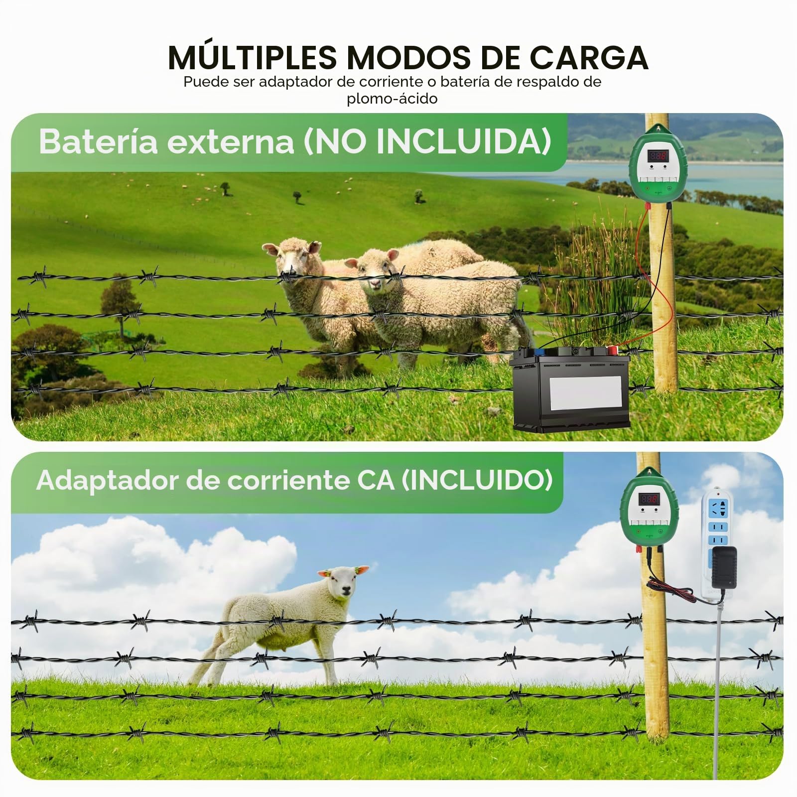 10KM Pastor Electrico con Hilo para Cerca eléctrica 200 MT,2J Cerca eléctrica Controlador,Cerca eléctrica Pastor para perros caballos Cría de animales pastores, para Granja Pastar Jardín