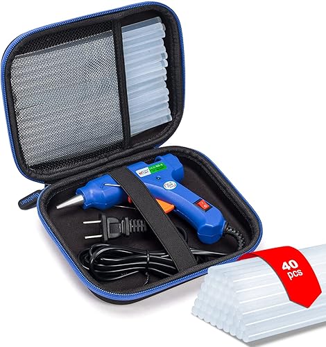 Kit de pistola de pegamento caliente, 40 barras de pegamento para mini pistolas de pegamento con funda de transporte rígida para manualidades