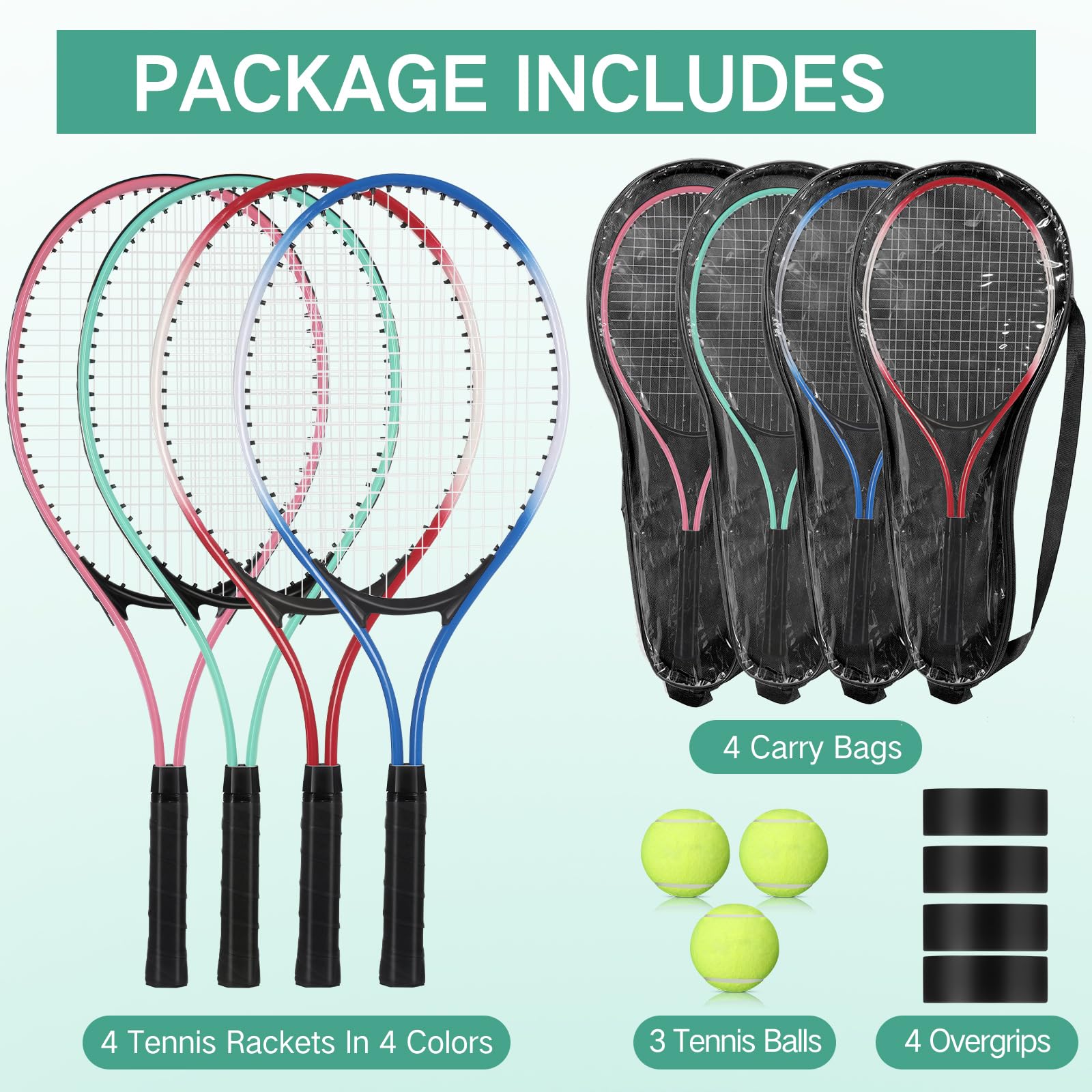 Snapklik.com : Motionchic 4 Pcs Tennis Rackets For Adult Recreational 4 ...