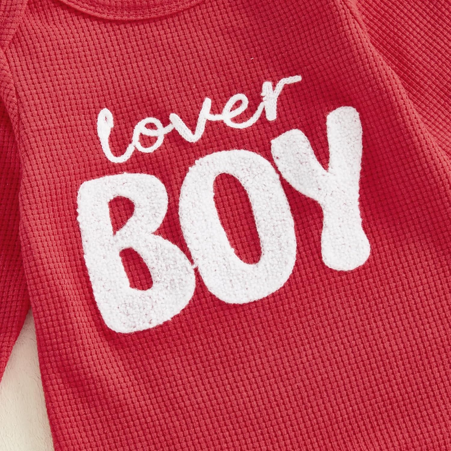 Newborn Boy Valentines Outfit Baby Lover One Piece Romper Waffle Long Sleeve Jumpsuit Coming Home Spring Clothes - Image 8