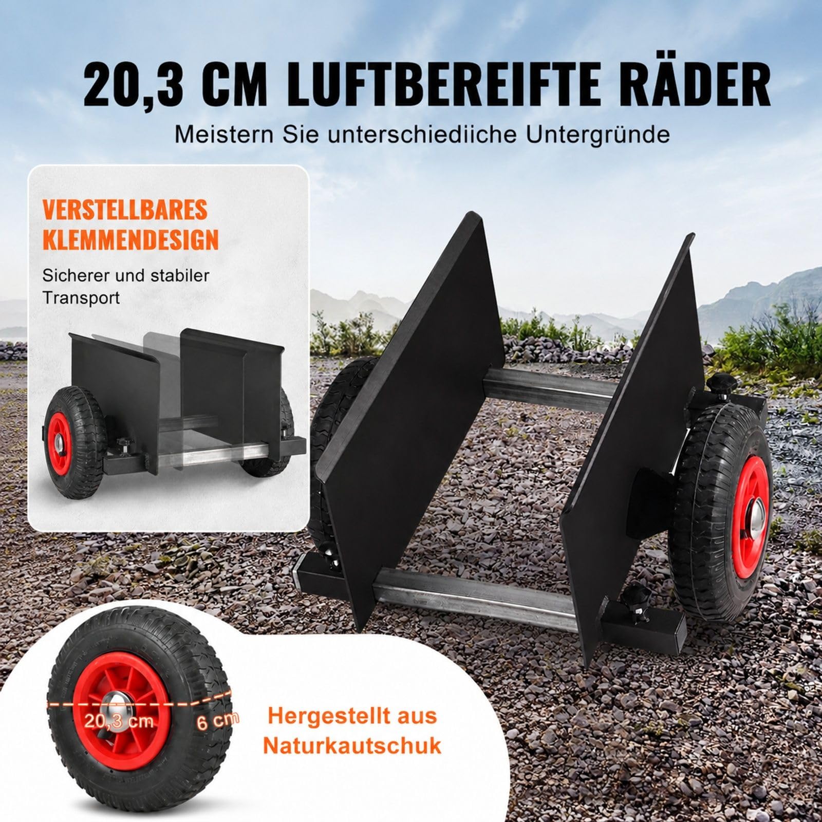 Plattenwagen, 600 lb Traglast, Lufträder, verstellbare Klemme für Gipskartonplatten und Materialtransport