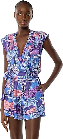 Short Jumpsuit Anaik Blue Leo Foulard - Poupette St Barth