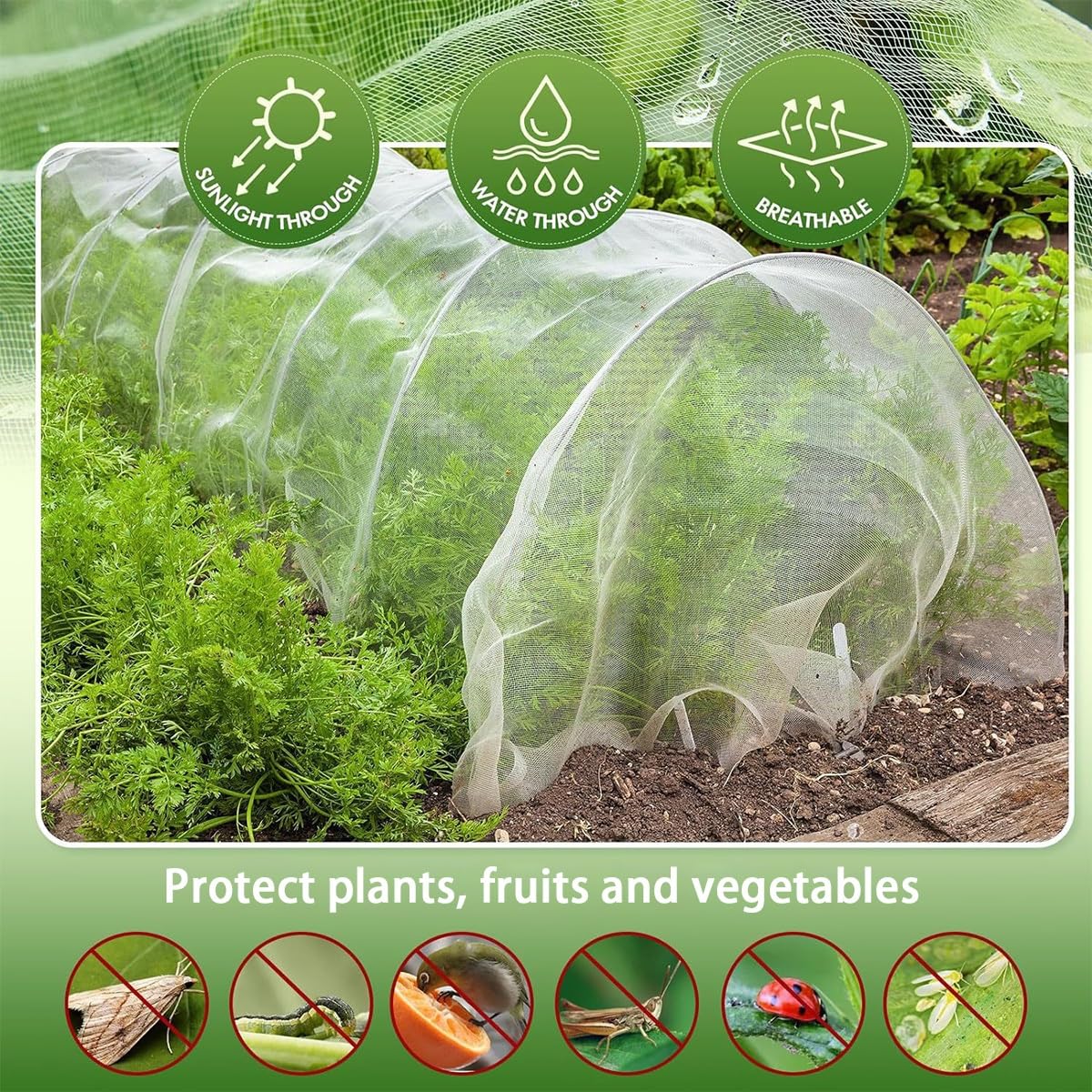 Malla Protección Plantas Jardin, Red de contra Insectos, Vegetales Huerto Malla Protectora Crecer Túnel Malla Fina para Evitar Insectos y Pájaros(0.7mm,4m x 10m)