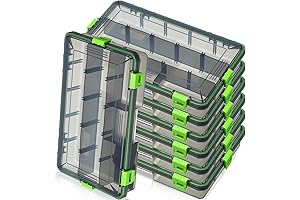 6 Pcs Fishing Tackle Box Waterproof, Adjustable Fishing Gear Organizer for Terminal...