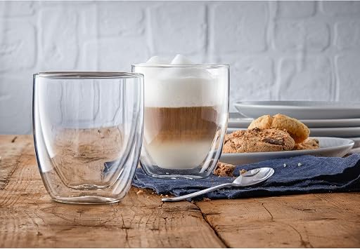 WMF Kult Cappuccino Glasses, Set of 6, Double-Walled Glasses, 250 ml, Floating Effect, Thermal Glasses, Heat-Resistant Tea Glass, Coffee Glass, Pack of 6 (1 Pack)