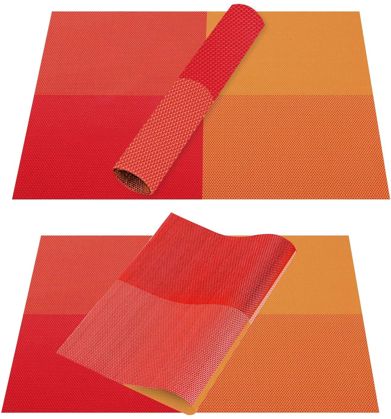 Non-Slip Washable PVC Heat Resistant Table Mats/Placemats Set of 6 (Orange) — Amazon image 3