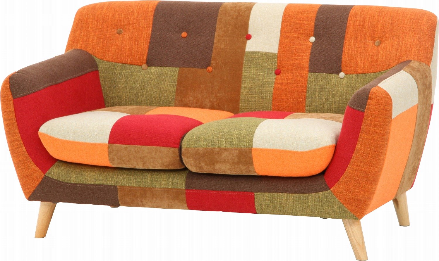 不二貿易 2人掛けソファ パッチワーク オレンジ