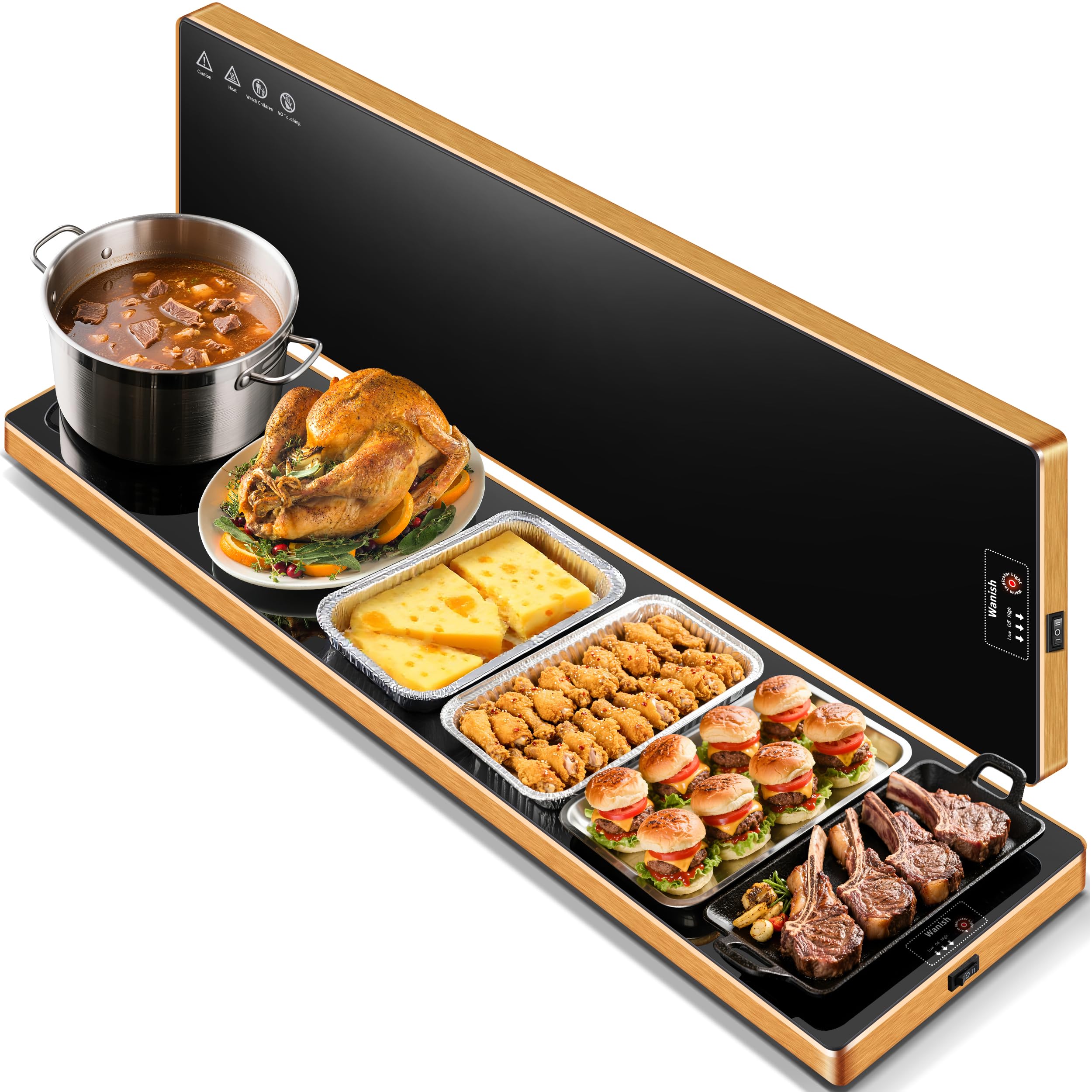 Electric Warming Tray,Extralong 59"x12",Tempered Glass Warming Mat for Food