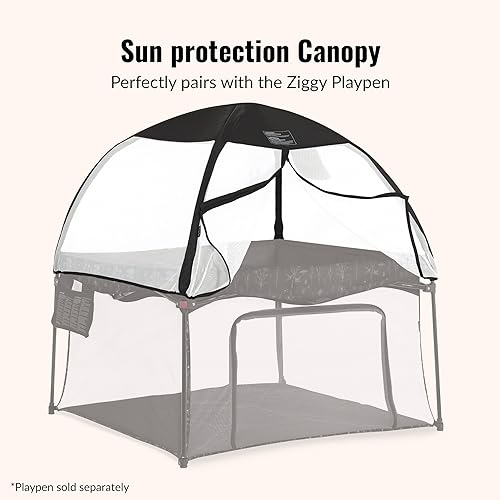 Miniatura 4 de Toldo para corralito Ziggy negro y blancosombra instantánease fija fácilmentediseño de media tela de media mallaflujo de aire completo y