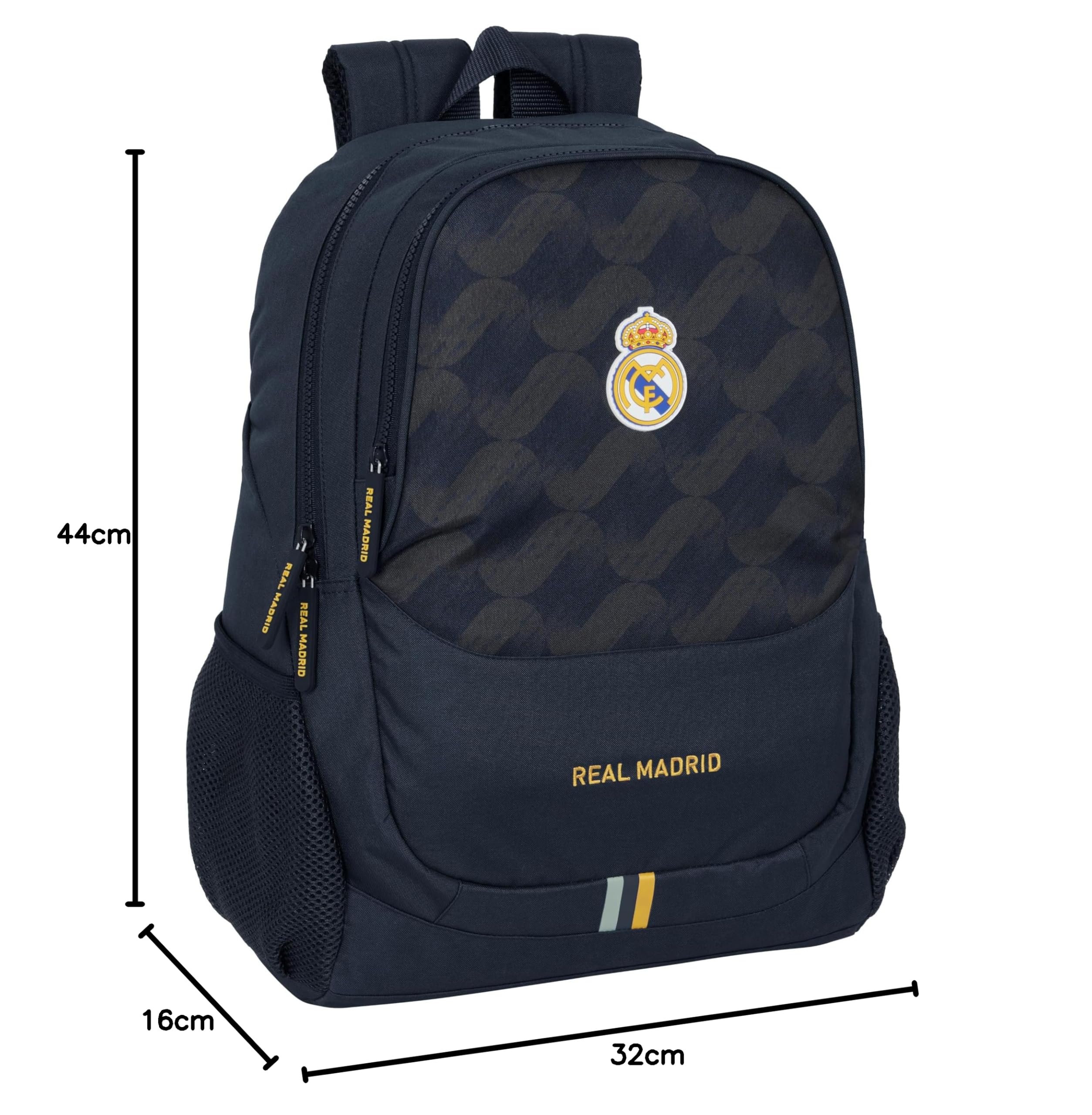 Safta REAL MADRID 2ª EQUIPACIÓN 23/24 - Mochila Escolar Infantil, Ideal para Niños de Diferentes Edades, Cómoda y Versátil, Calidad y Resistencia, 32x16x44 cm, Color Azul Marino