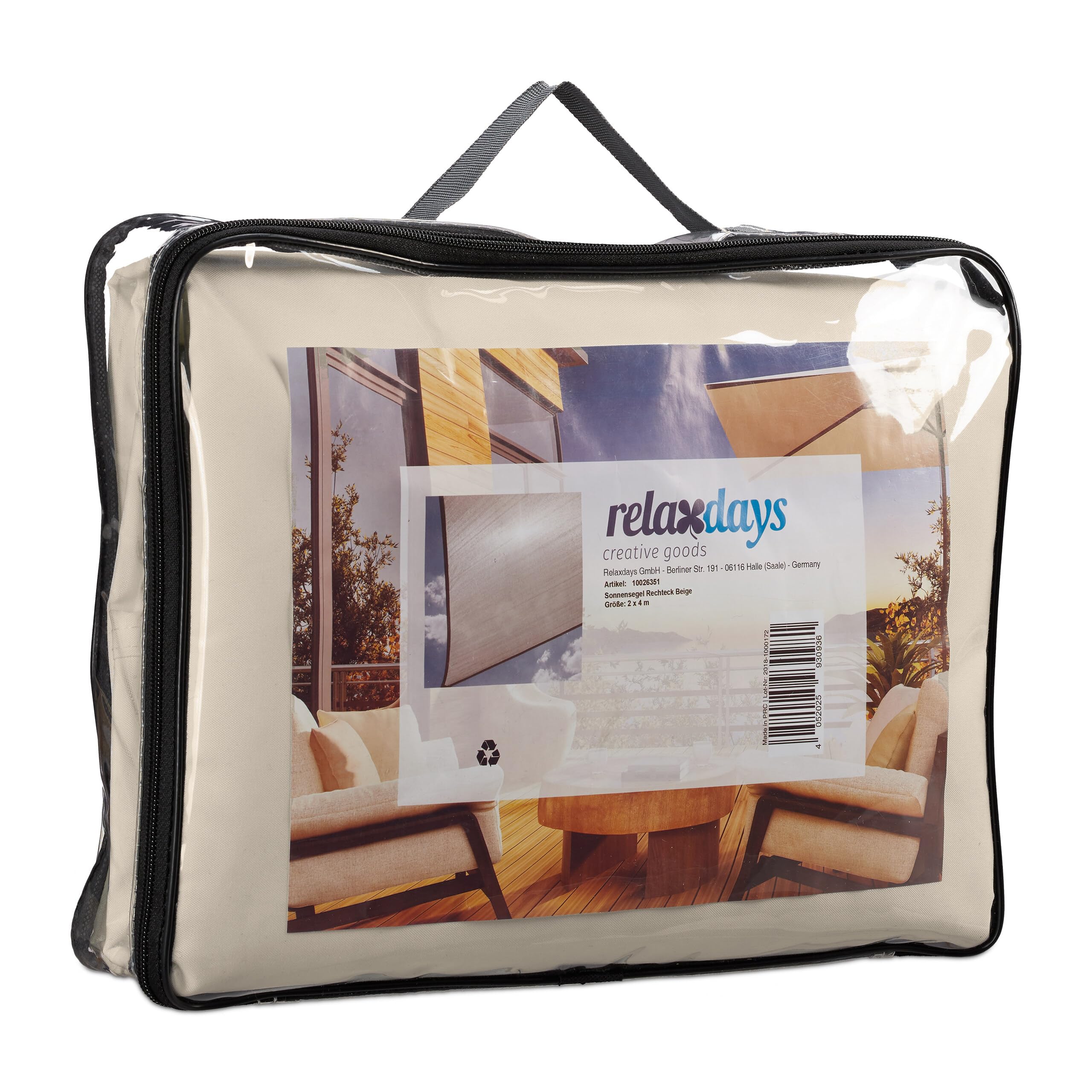 Relaxdays Voile d’ombrage Rectangle diffuseur d’Ombre Protection Soleil Jardin UV terrasse Toile imperméable 2x4m, Beige, 2 x 4 m