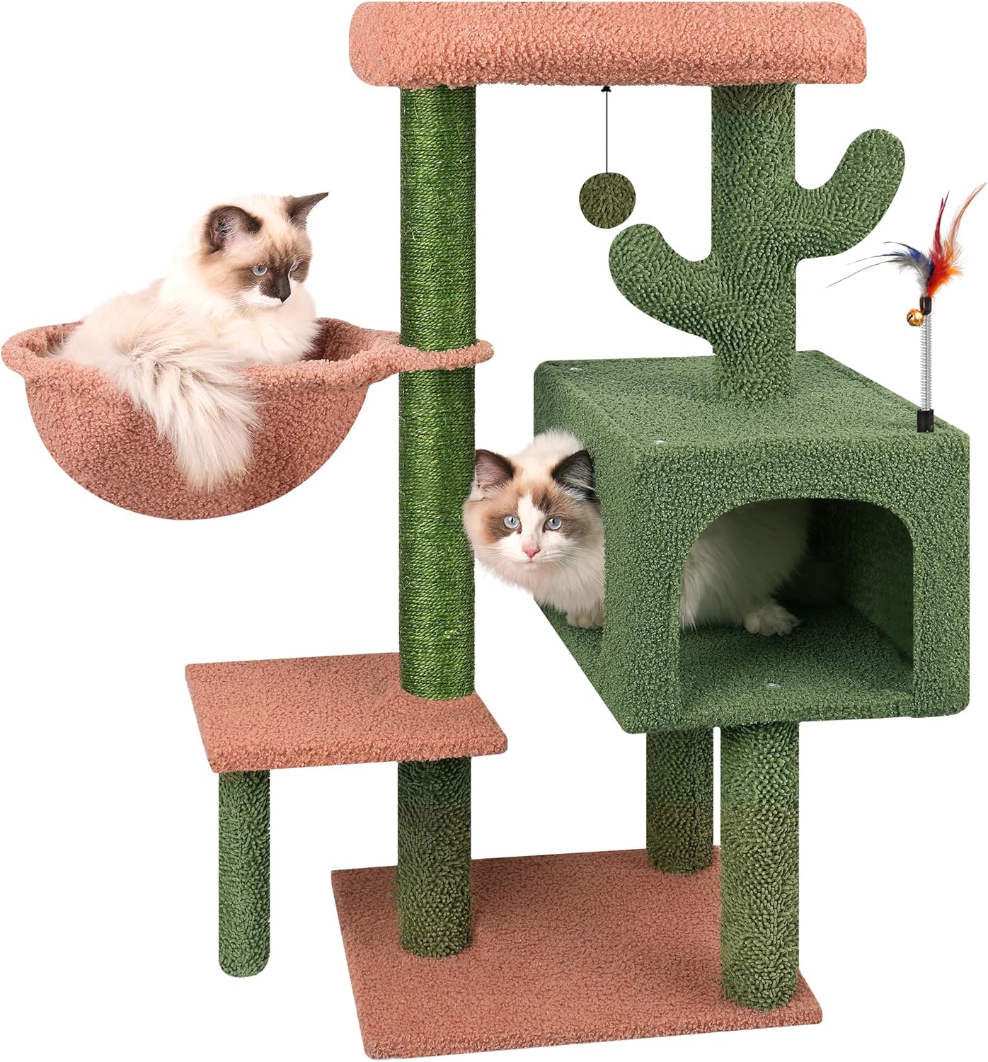 AIWIKIDE Cactus Cat Tree has Scratching Toy with a Ball Activity Centre Cat Tower